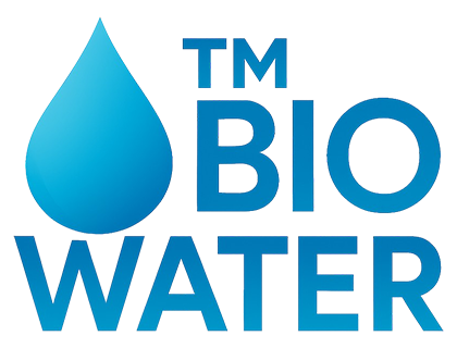 tm bio water blue logo with water droplet on the left